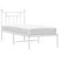 vidaXL Estructura de cama de metal con cabecero blanco 75x190 cm