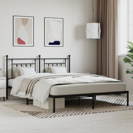 vidaXL Estructura de cama con cabecero metal negro 180x200 cm