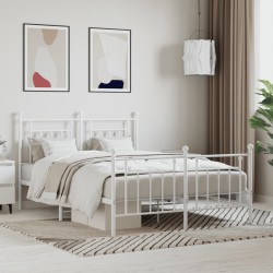 vidaXL Estructura cama metal con cabecero y estribo blanco 140x200 cm