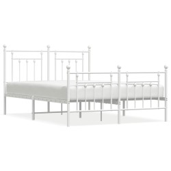vidaXL Estructura cama metal con cabecero y estribo blanco 140x200 cm
