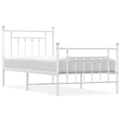 vidaXL Estructura cama metal con cabecero y pie cama blanca 90x200 cm