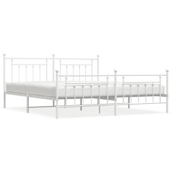 vidaXL Estructura cama metal con cabecero y estribo blanco 200x200 cm