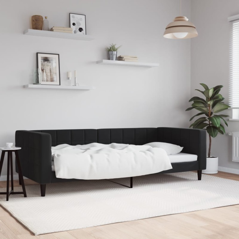 vidaXL Sofá cama terciopelo negro 90x190 cm vidaXL Sofá cama terciopelo negro 90x190 cm