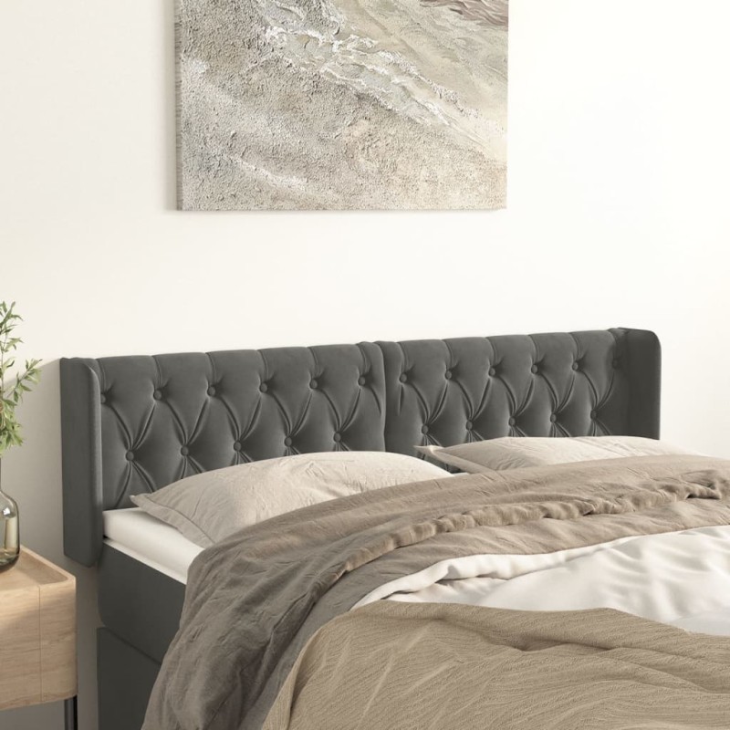 vidaXL Cabecero de terciopelo gris oscuro 163x16x78/88 cm vidaXL Cabecero de terciopelo gris oscuro 163x16x78/88 cm
