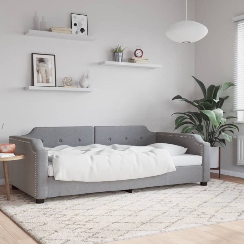 vidaXL Sofá cama tela gris claro 90x190 cm vidaXL Sofá cama tela gris claro 90x190 cm