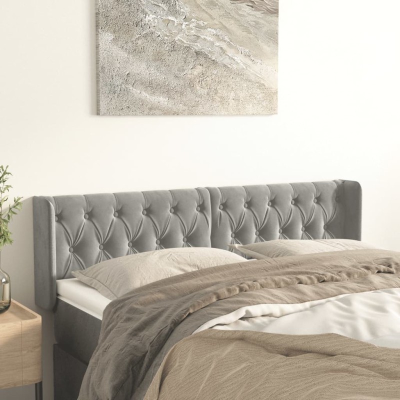 vidaXL Cabecero de terciopelo gris claro 147x16x78/88 cm vidaXL Cabecero de terciopelo gris claro 147x16x78/88 cm