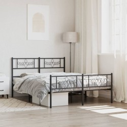 vidaXL Estructura de cama cabecero y pie de cama metal negro 150x200cm