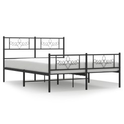 vidaXL Estructura de cama cabecero y pie de cama metal negro 150x200cm