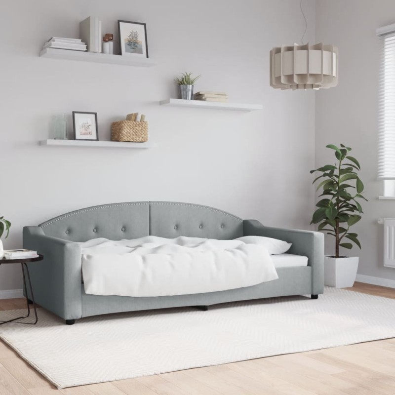 vidaXL Sofá cama tela gris claro 90x190 cm vidaXL Sofá cama tela gris claro 90x190 cm