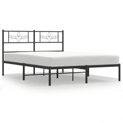 vidaXL Estructura de cama con cabecero metal negro 135x190 cm