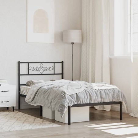vidaXL Estructura de cama con cabecero metal negro 80x200 cm