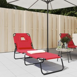 vidaXL Tumbona plegable acero recubrimiento en polvo tela Oxford rojo