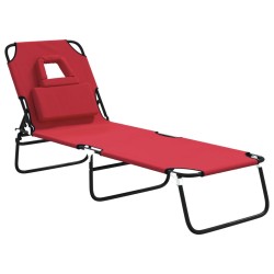 vidaXL Tumbona plegable acero recubrimiento en polvo tela Oxford rojo