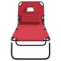 vidaXL Tumbona plegable acero recubrimiento en polvo tela Oxford rojo vidaXL Tumbona plegable acero recubrimiento en polvo tela Oxford rojo