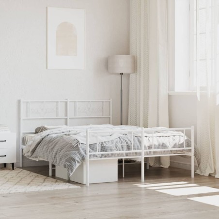 vidaXL Estructura cama metal con cabecero y estribo blanco 160x200 cm