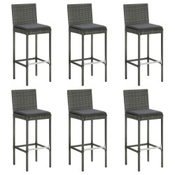 vidaXL Taburetes de cocina con cojines 6 uds ratán sintético gris