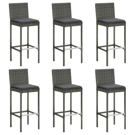 vidaXL Taburetes de cocina con cojines 6 uds ratán sintético gris