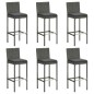 vidaXL Taburetes de cocina con cojines 6 uds ratán sintético gris vidaXL Taburetes de cocina con cojines 6 uds ratán sintético gris