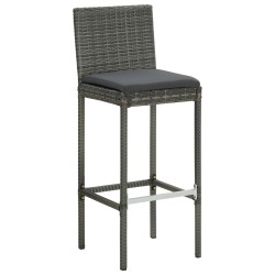 vidaXL Taburetes de cocina con cojines 6 uds ratán sintético gris