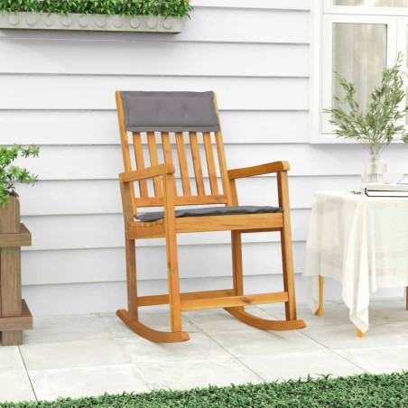 vidaXL Silla mecedora con cojines madera maciza acacia