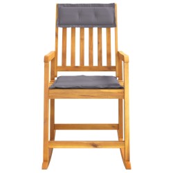 vidaXL Silla mecedora con cojines madera maciza acacia
