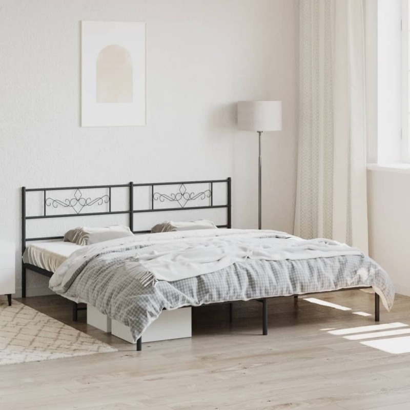 vidaXL Estructura de cama con cabecero metal negro 183x213 cm vidaXL Estructura de cama con cabecero metal negro 183x213 cm