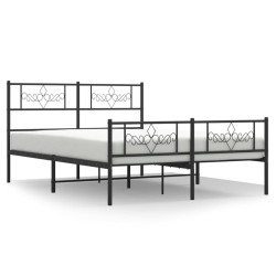 vidaXL Estructura de cama cabecero y pie de cama metal negro 140x190cm