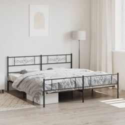 vidaXL Estructura de cama cabecero y pie de cama metal negro 193x203cm