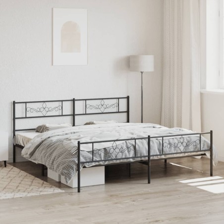 vidaXL Estructura de cama cabecero y pie de cama metal negro 193x203cm