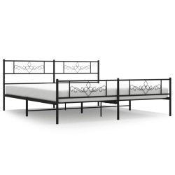 vidaXL Estructura de cama cabecero y pie de cama metal negro 193x203cm