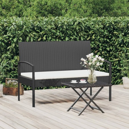 vidaXL Banco de jardín con cojín ratán sintético negro 105 cm