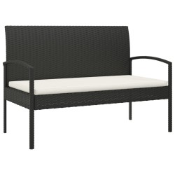 vidaXL Banco de jardín con cojín ratán sintético negro 105 cm