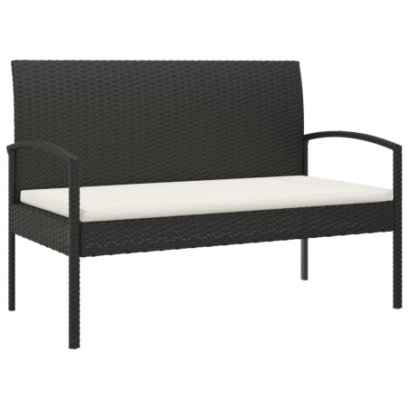 vidaXL Banco de jardín con cojín ratán sintético negro 105 cm