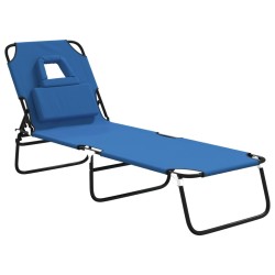 vidaXL Tumbona plegable tela Oxford acero recubrimiento en polvo azul
