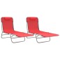 vidaXL Tumbonas plegables 2 uds acero y textilene rojo vidaXL Tumbonas plegables 2 uds acero y textilene rojo