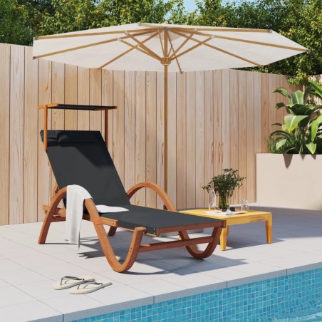 vidaXL Tumbona con dosel textileno gris y madera maciza de álamo