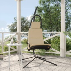 vidaXL Silla colgante de jardín con cojín acero y tela Oxford crema