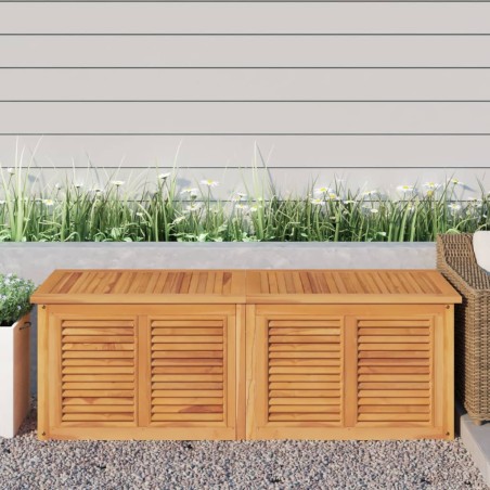 vidaXL Caja de almacenaje de jardín con bolsa teca maciza 150x50x53 cm