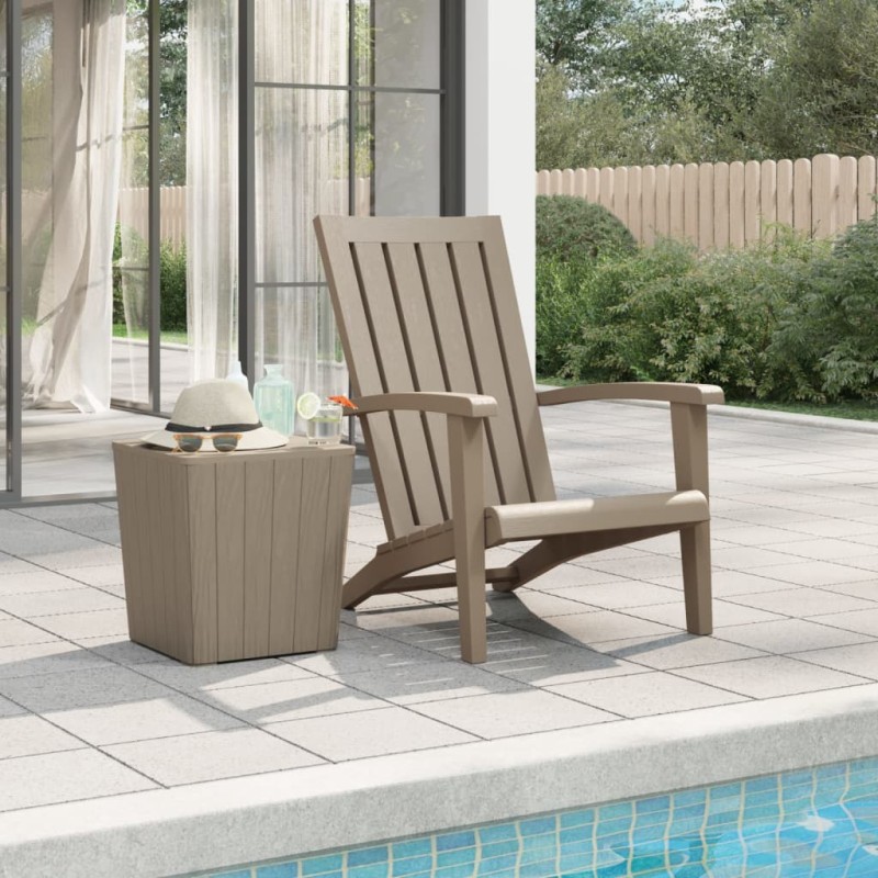 vidaXL Silla de jardín Adirondack polipropileno marrón claro