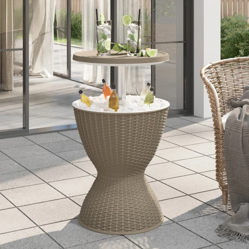 vidaXL Mesa nevera 3 en 1 polipropileno marrón claro vidaXL Mesa nevera 3 en 1 polipropileno marrón claro