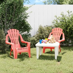 vidaXL Sillas de jardín niños 2 uds aspecto madera PP rojo 37x34x44 cm