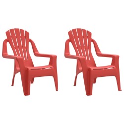 vidaXL Sillas de jardín niños 2 uds aspecto madera PP rojo 37x34x44 cm