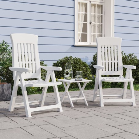 vidaXL Sillas reclinables de jardín 2 unidades PP blanco