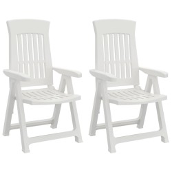 vidaXL Sillas reclinables de jardín 2 unidades PP blanco