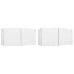 vidaXL Muebles colgantes de TV 2 unidades blanco 60x30x30 cm