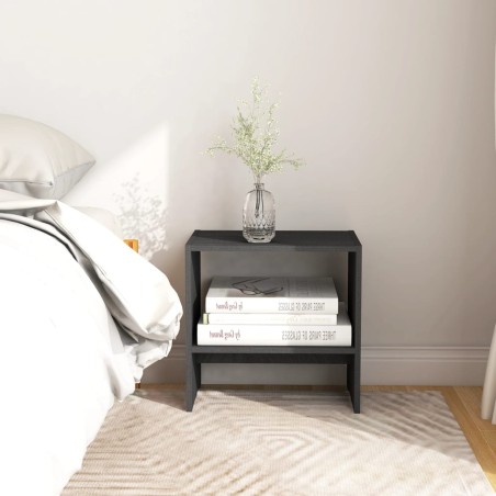 vidaXL Mesitas de noche 2 uds madera maciza pino gris 40x30,5x40 cm
