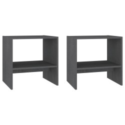 vidaXL Mesitas de noche 2 uds madera maciza pino gris 40x30,5x40 cm