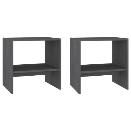 vidaXL Mesitas de noche 2 uds madera maciza pino gris 40x30,5x40 cm