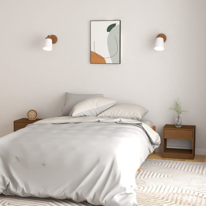 vidaXL Mesitas de noche 2 uds pino macizo marrón miel 40x31x40 cm vidaXL Mesitas de noche 2 uds pino macizo marrón miel 40x31x40 cm