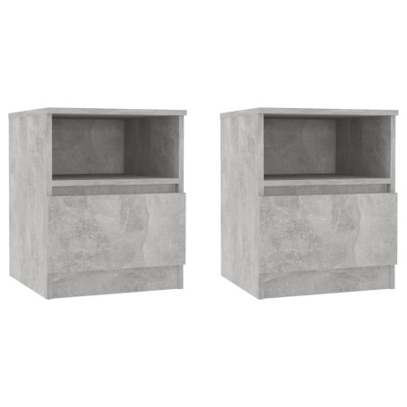 vidaXL Mesitas de noche 2 uds contrachapada gris hormigón 40x40x50 cm